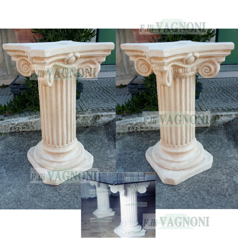 COPPIA COLONNE CAPITELLO PATRASSO ROSA ANTICO IN CEMENTO CM. 75